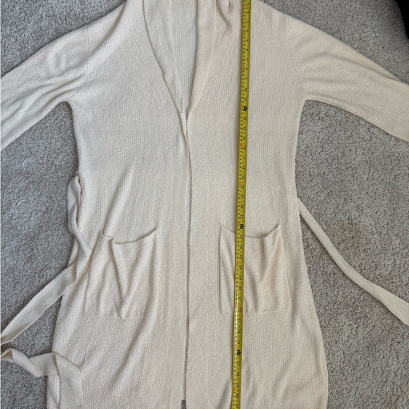 Barefoot Dreams CozyChic Lite Ribbed Robe Ivory Size 2 Soft Luxury Loungewear - Picture 8 of 10